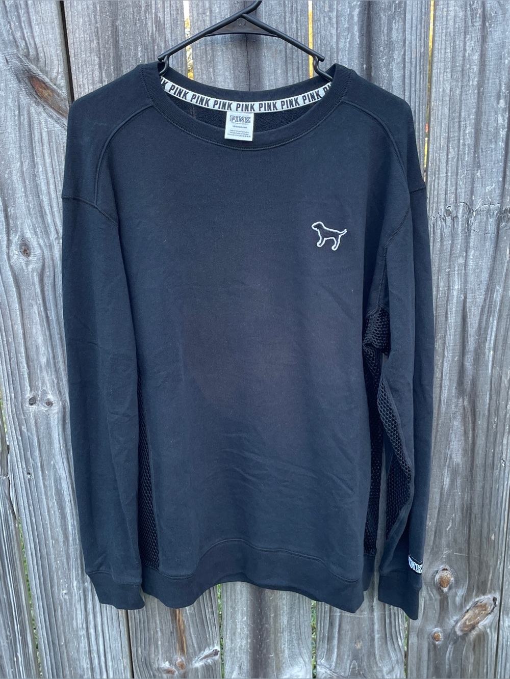 PINK Victoria's Secret Black Mesh Crewneck Sweatshirt - S